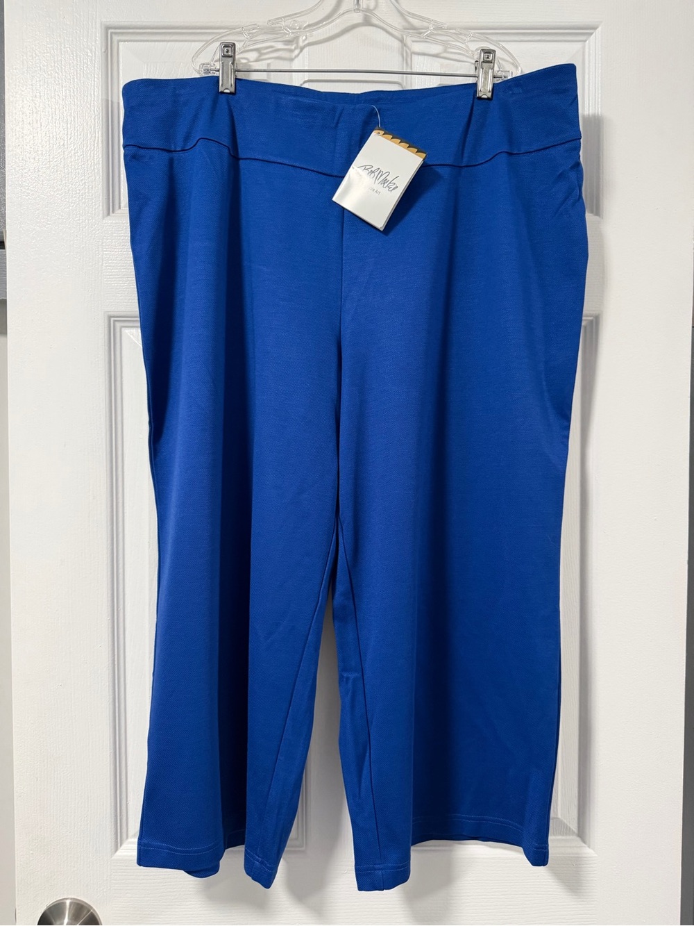 Bob Mackie Wearable Art Royal Blue Cropped Wide-Leg Capri Pants XL NWT